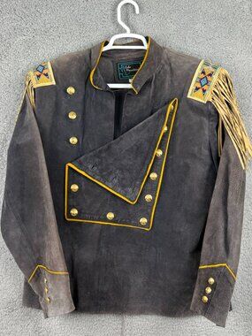 Vintage Echo Mountain Arturo Suede Fringe Beaded Jacket Size 44